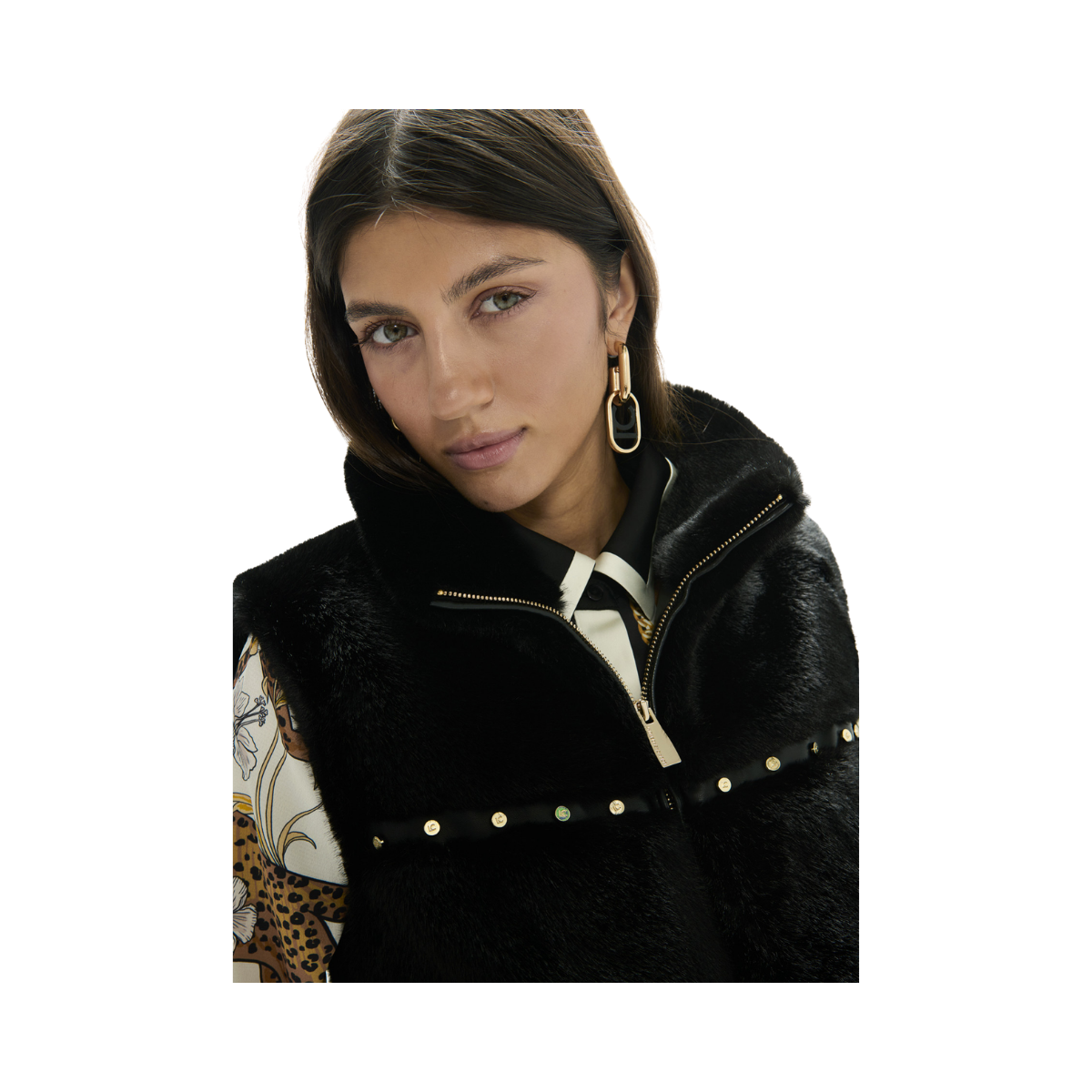 Metallic Detailed Vest - Black
