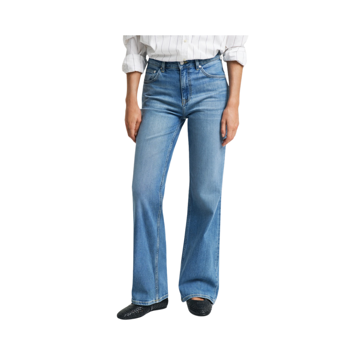 SLIM FLARE JEANS - 982 SEMI LIGHT BLUE BROKEN IN