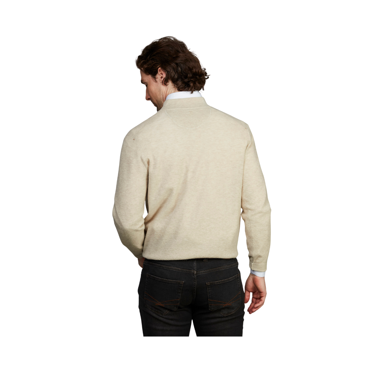 Geelong Half Zip Cable Knit - Irish White