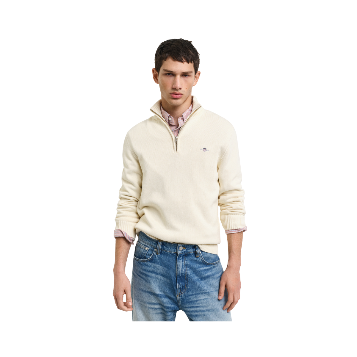 Casual Cotton Halfzip - Cream