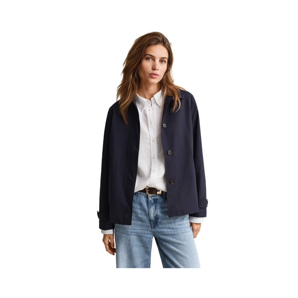 Short Cotton Blend Car Coat - 433 Evening Blue