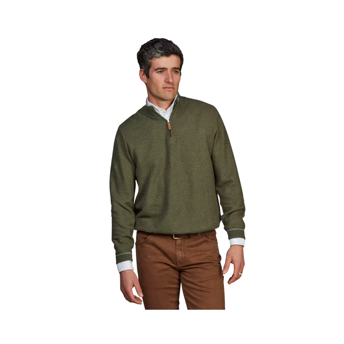 Half Zip Structure Knit - Green