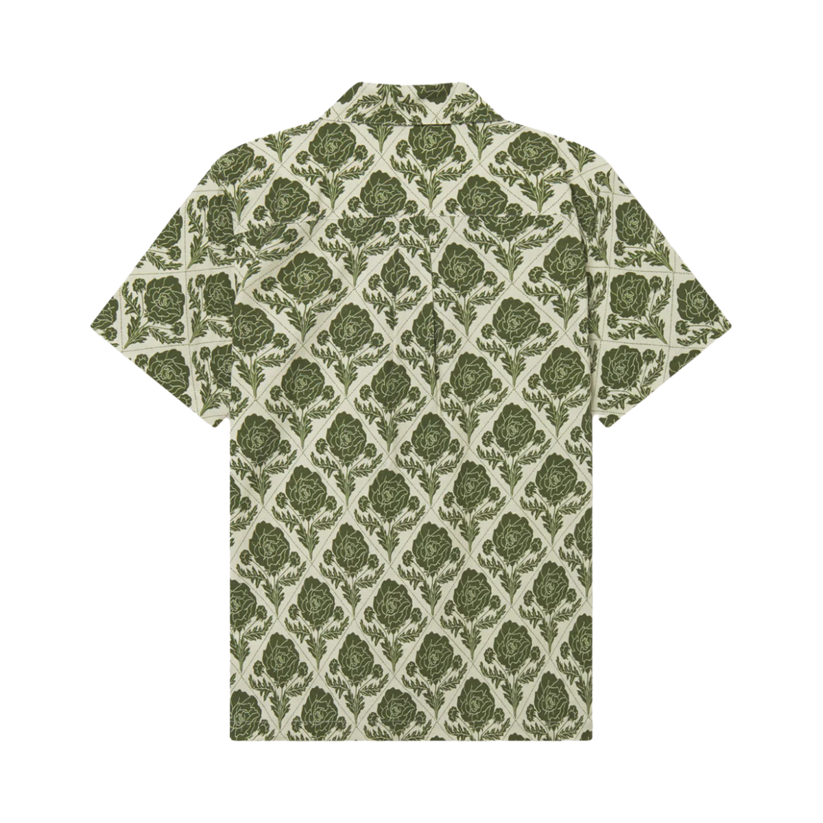 Lesley Flower Tile AOP SS Shirt - Vintage Green/Ivory