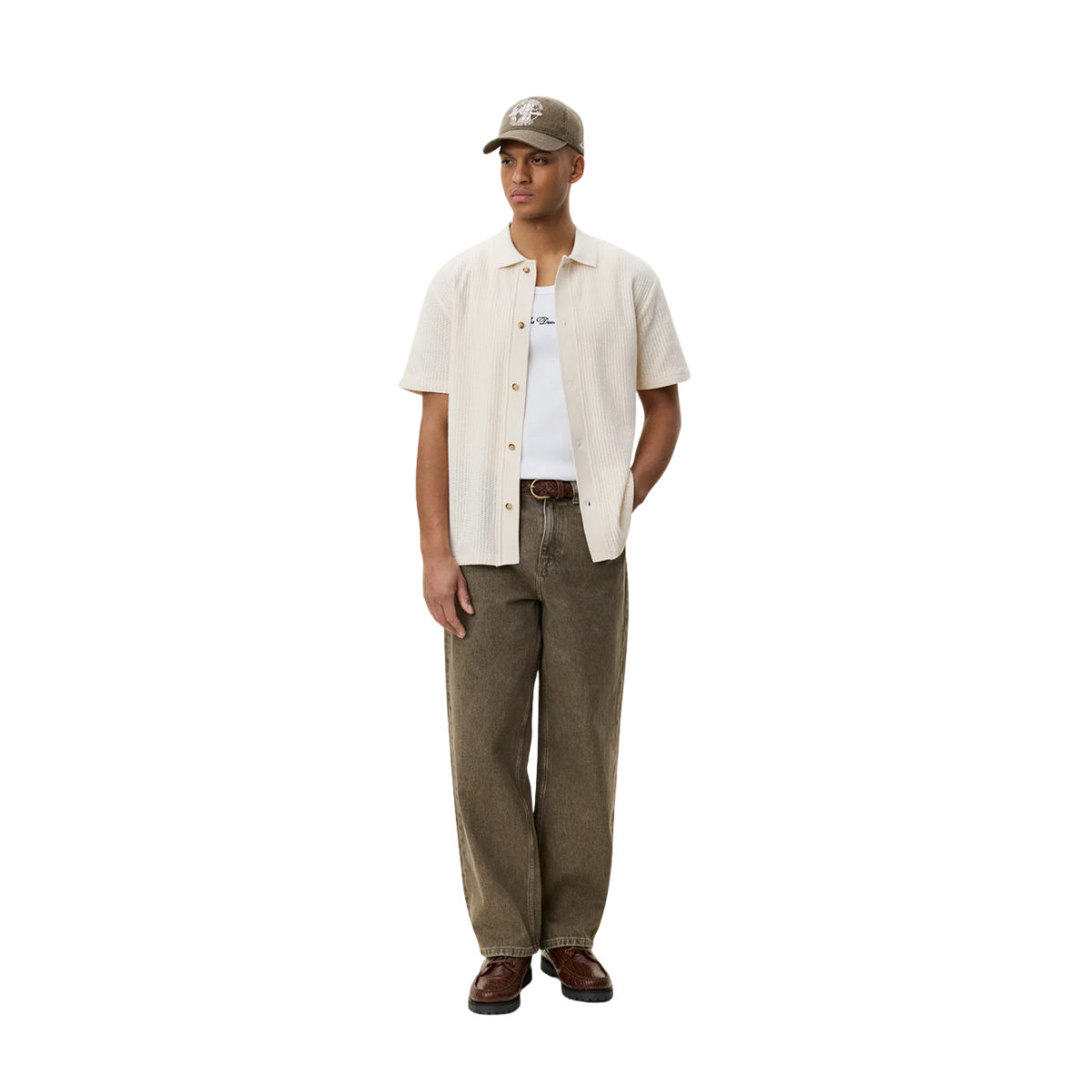 Pointelle SS Shirt - Eggnog White