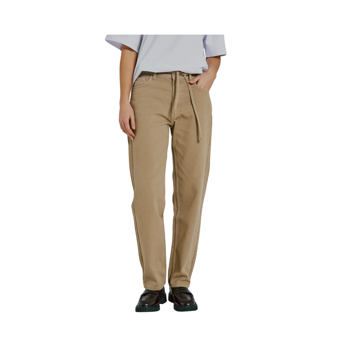 Kenzie Relaxed Belt Jeans - Dark Sand