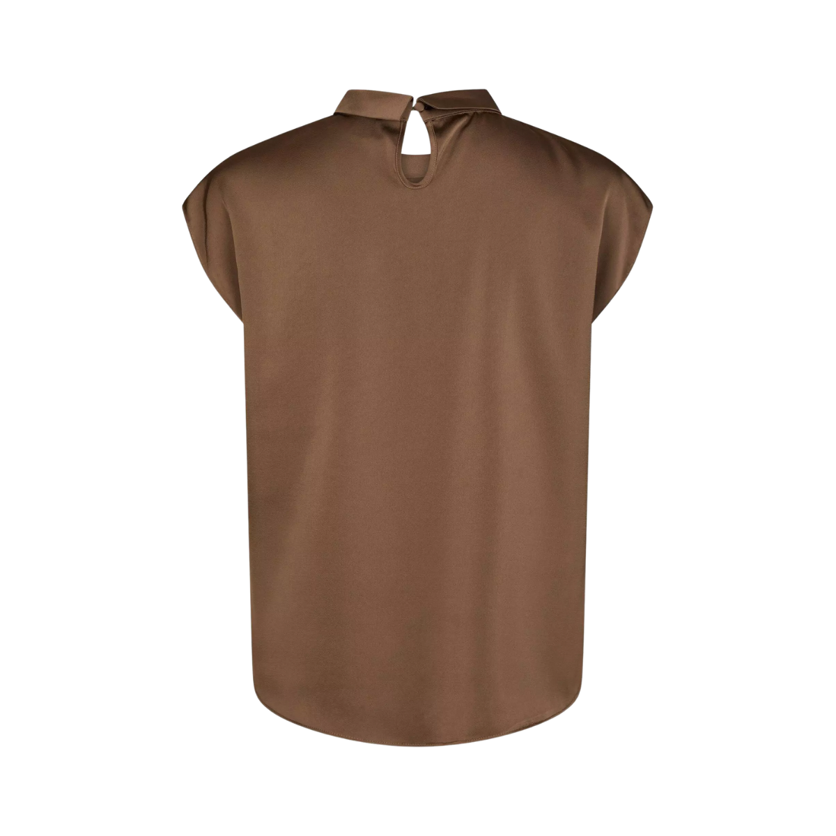 Fleur Drapy Satin Blouse - Dusty Brown