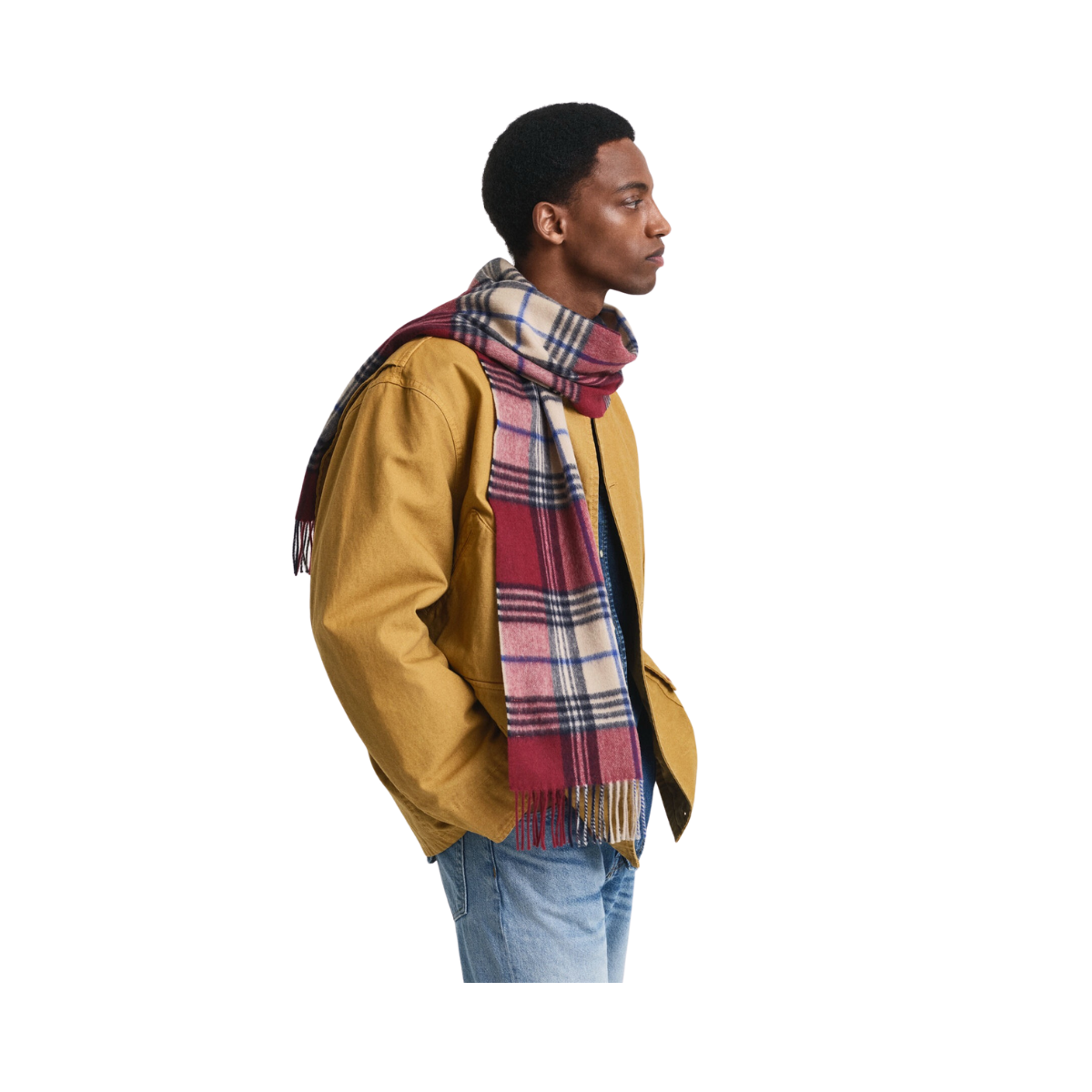 Wool Checked Scarf - 604 Plumped Red