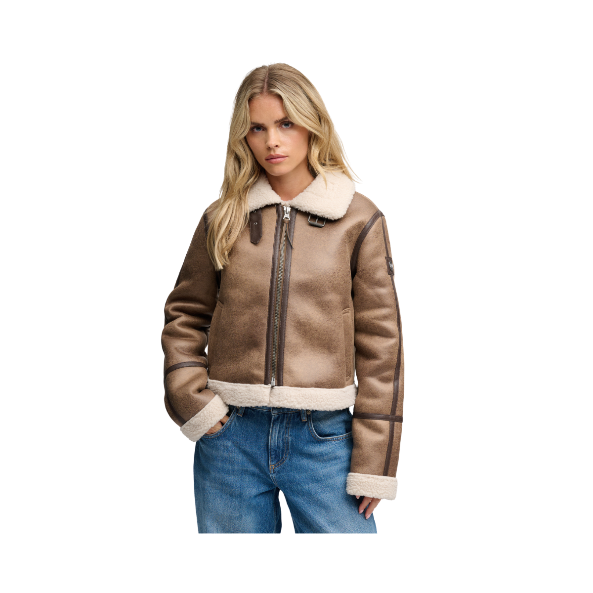Faux Shearling Jacket - 41D Taupe
