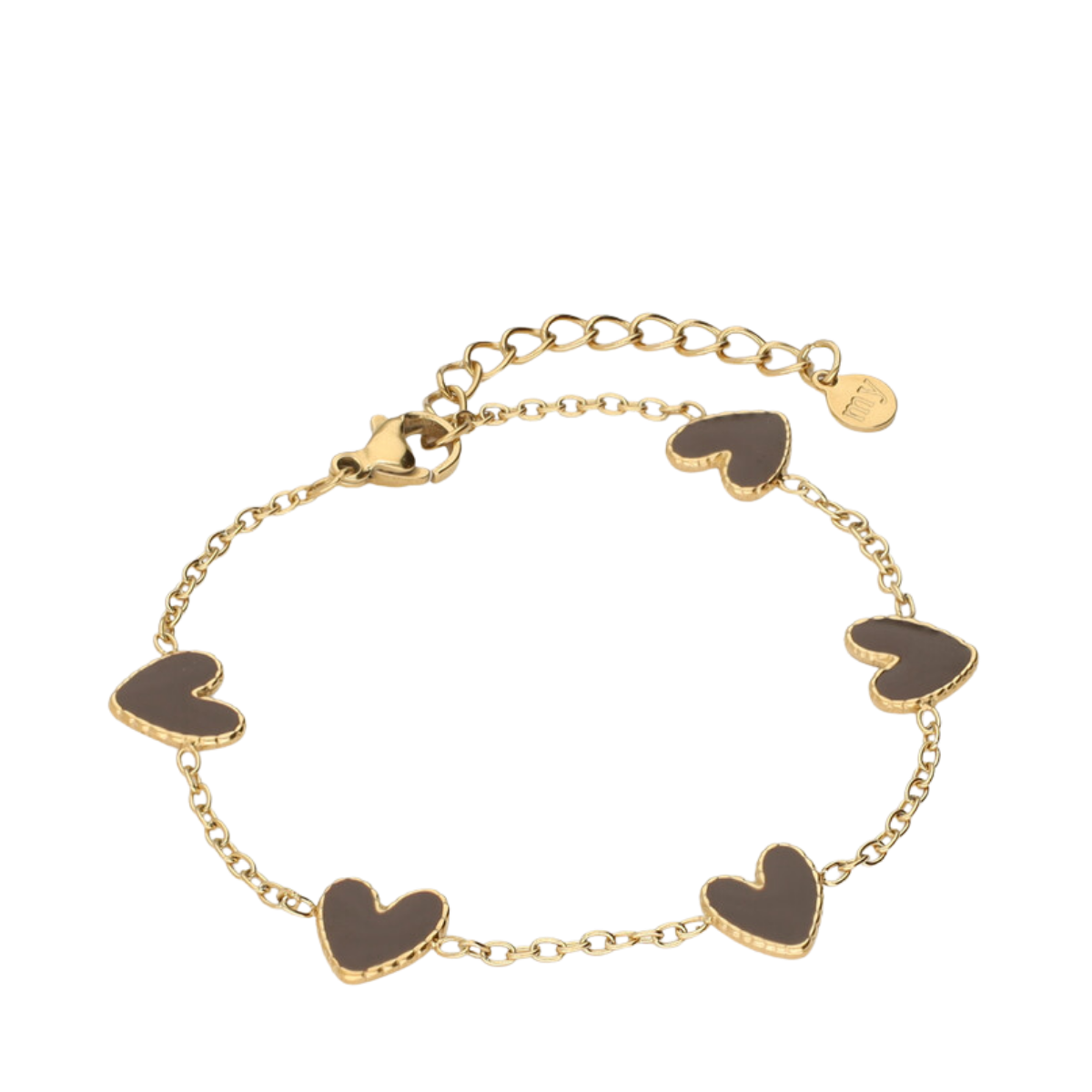 Bracelet with Brown Heart - Gold