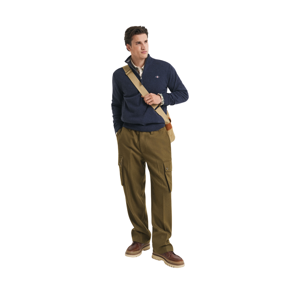 Superfine Lambswool Half Zip - Dark Navy Melange