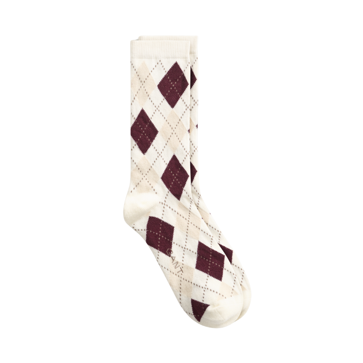 Argyle Check Socks - Eggshell