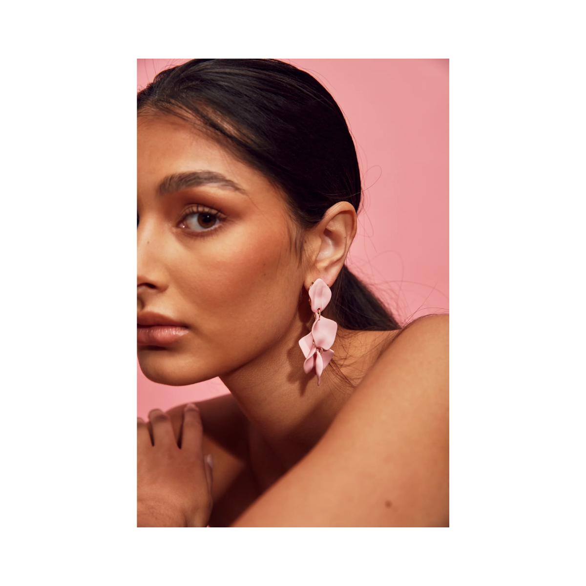 Leaf Earrings - Light pink