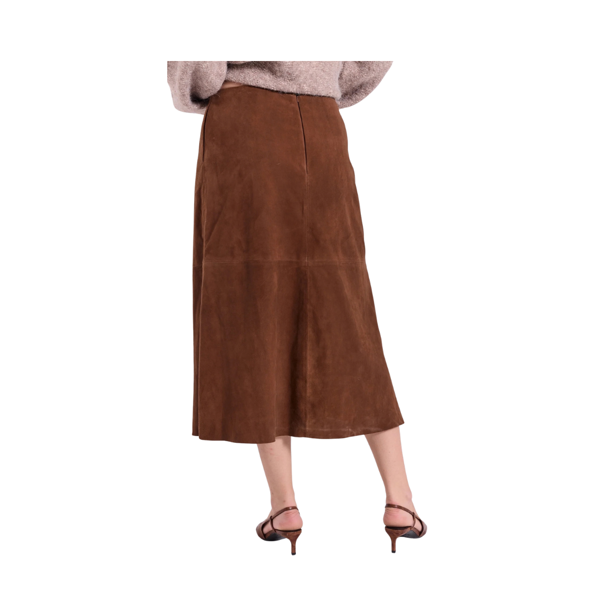 Nathalio Suede Midi Skirt - Caramel Brown
