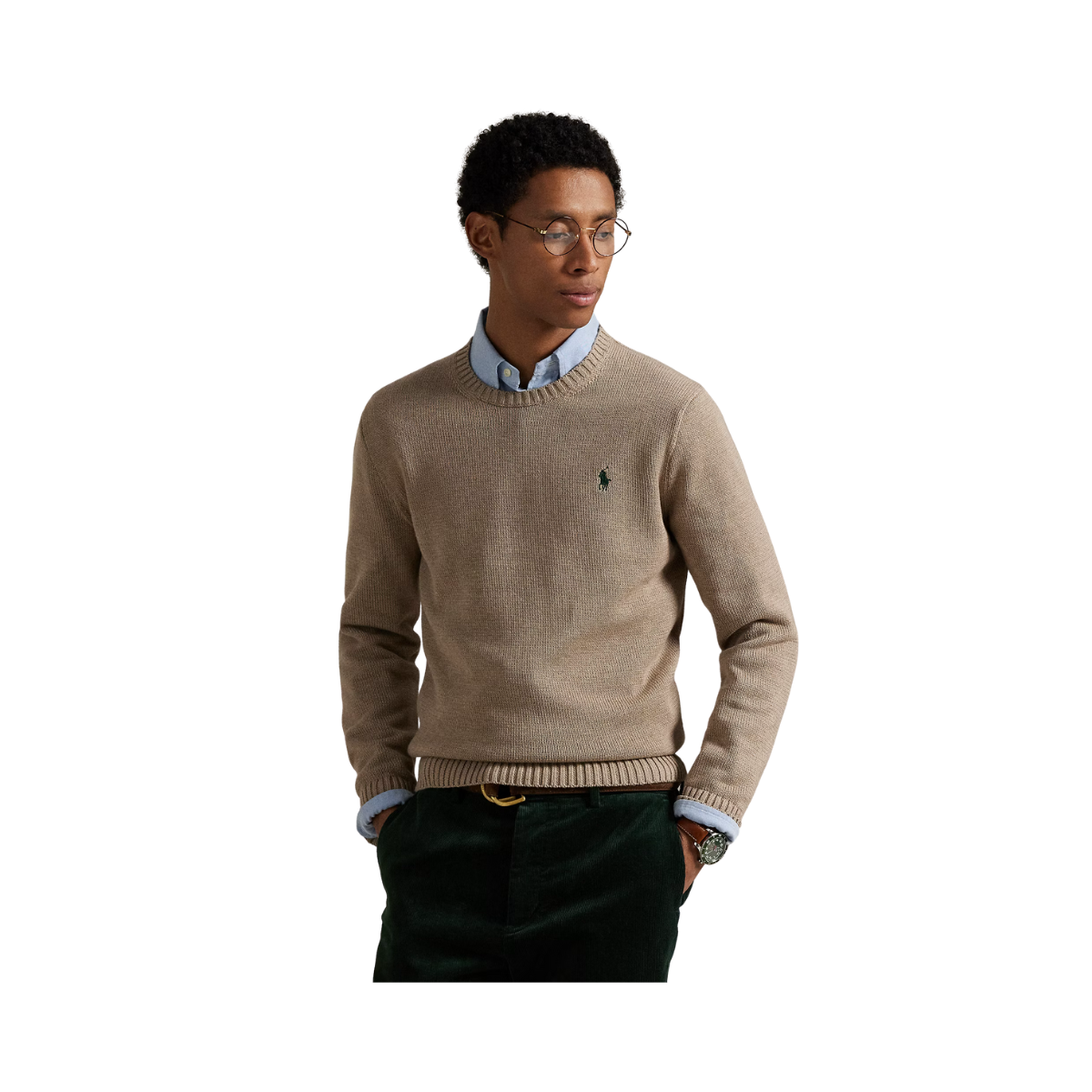 Cotton Crewneck Sweater - Bronze Melange