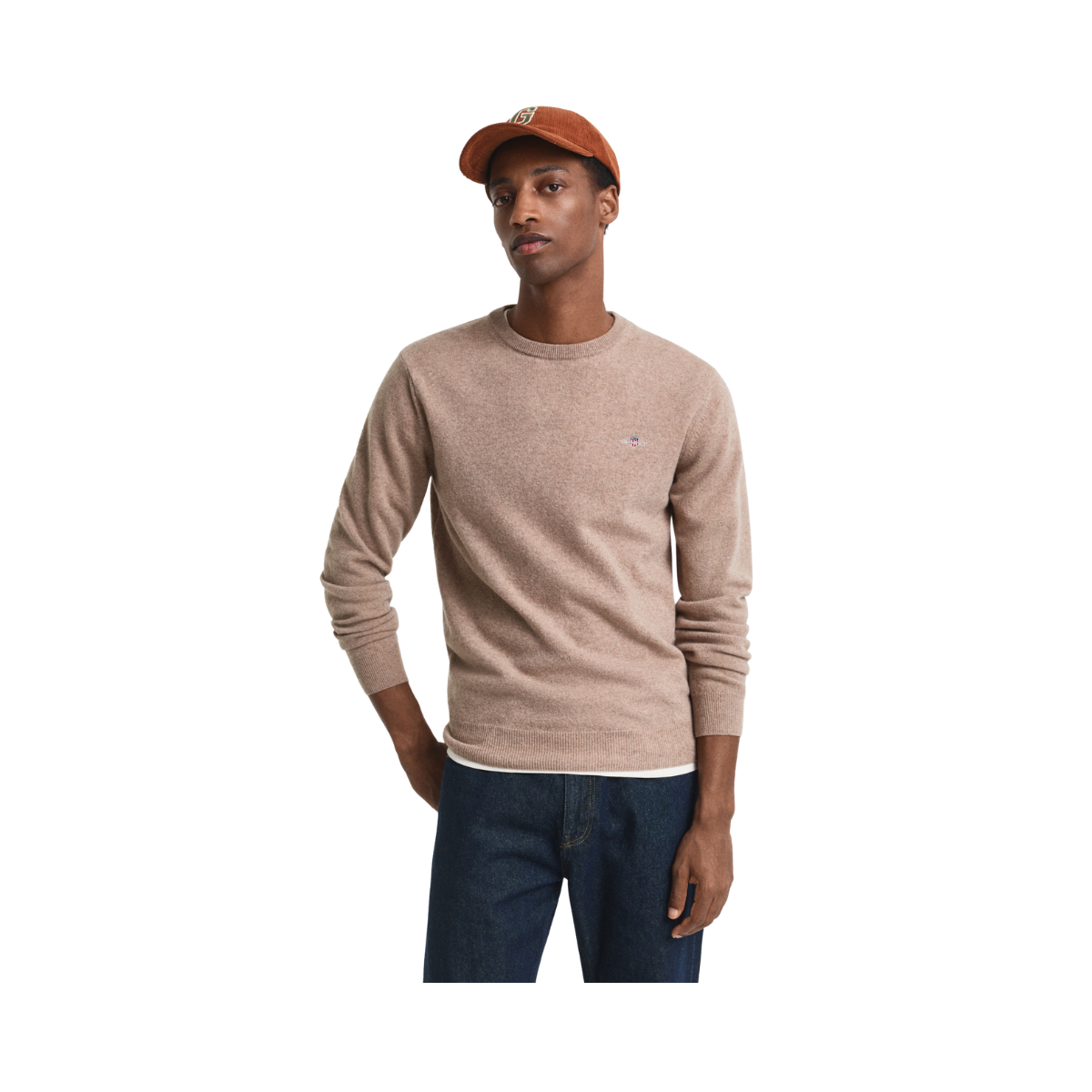 Superfine Lambswool C-Neck - Dark Sand Melange