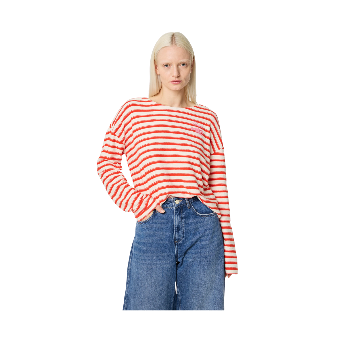 Celina Top - Cosy White/Tangerine Tango