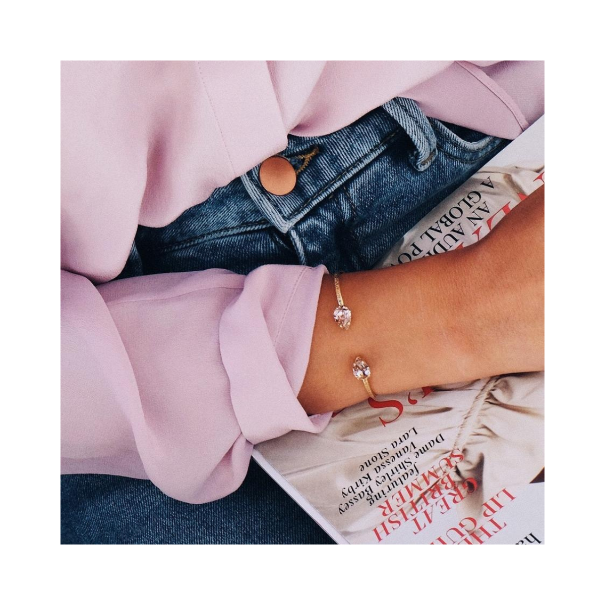 Petite Drop Bracelet Rhodium - 0601 Vintage Rose