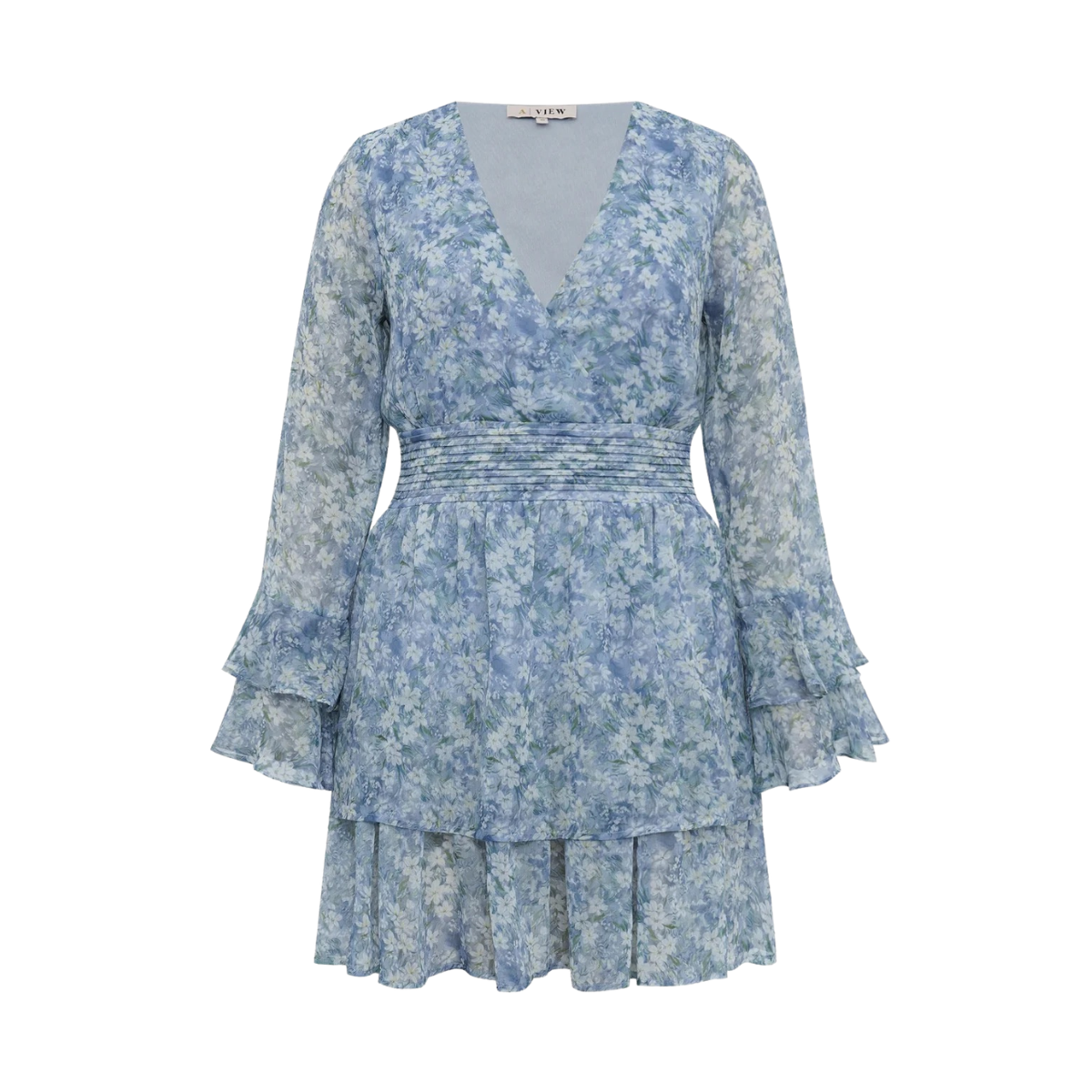 Florella Short Dress - Blue/Off White