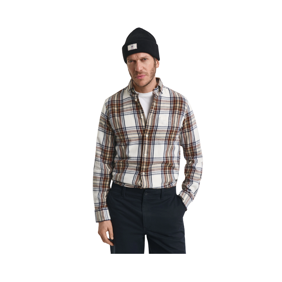 Windblown Flannel Check Shirt - Cream