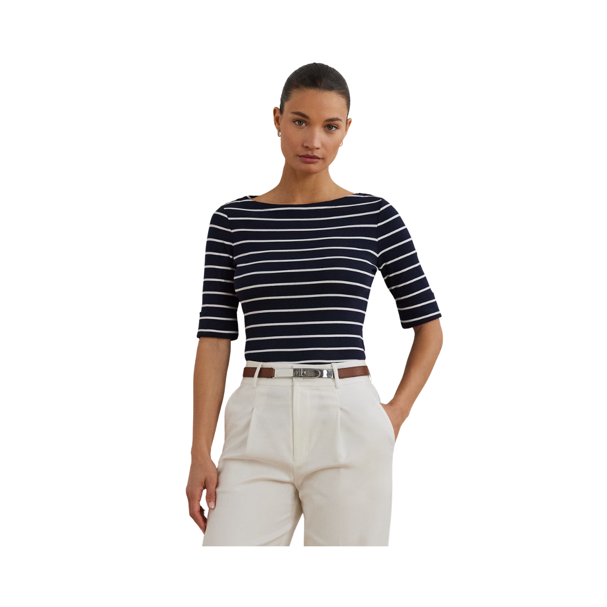 Judy Elbow Sleeve - Lauren Navy/White