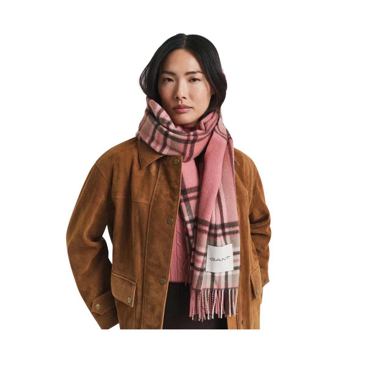 Tartan Check Wool Scarf - 654 Faded Brick