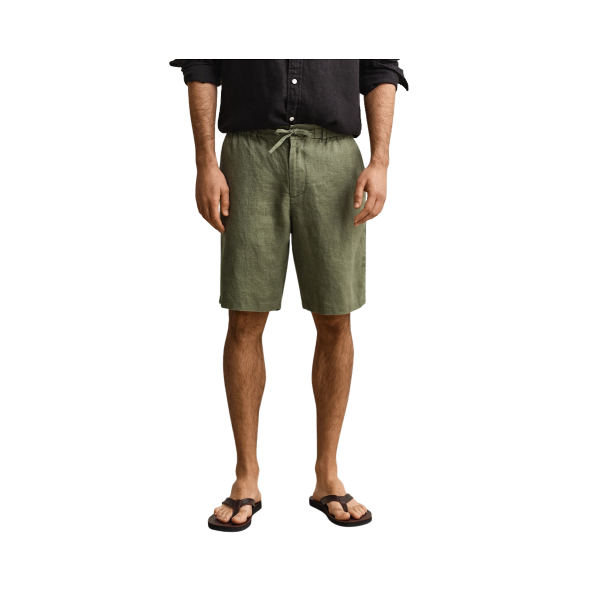 Reg Linen DS Shorts - Dry Herb Green