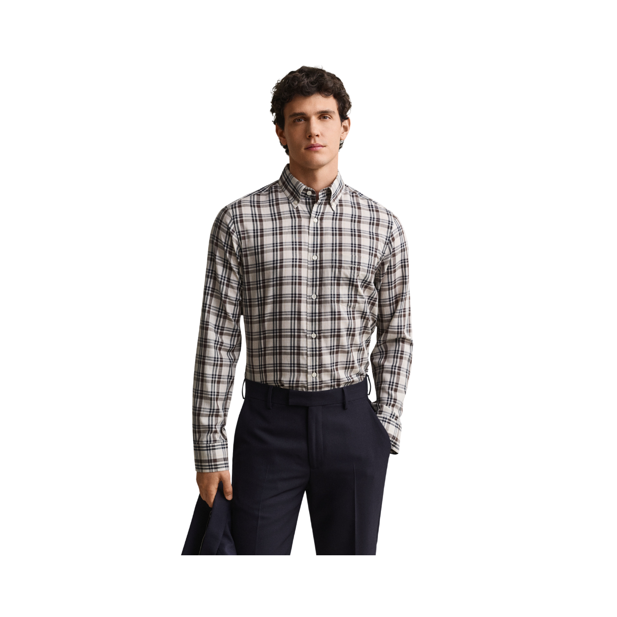 Reg Twill Check Shirt - Sand
