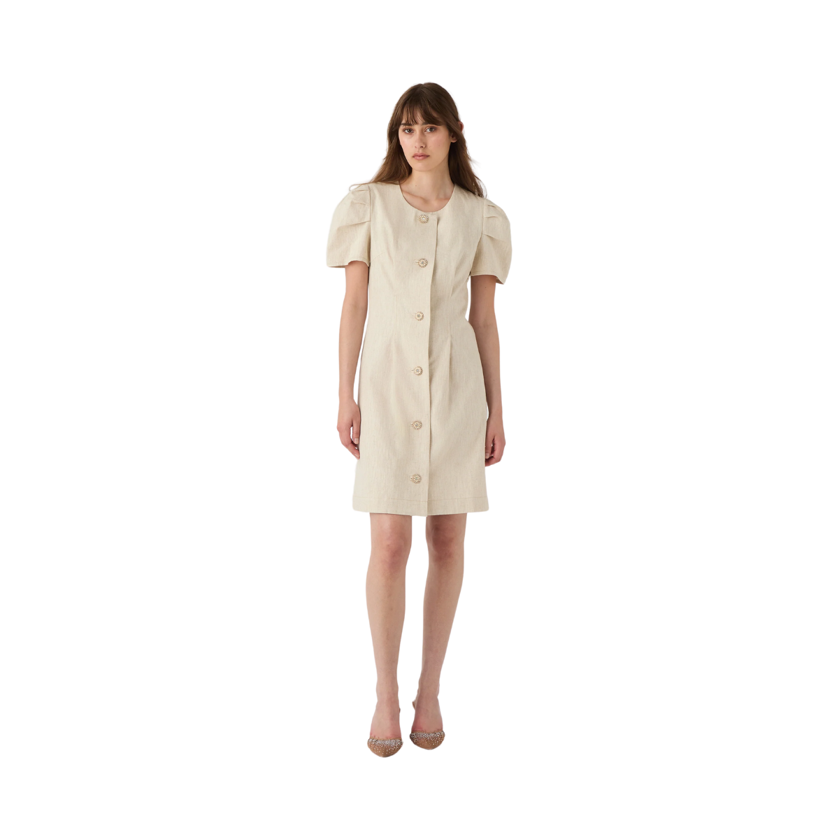 361 01 JACKIE DRESS - NATURAL LINEN