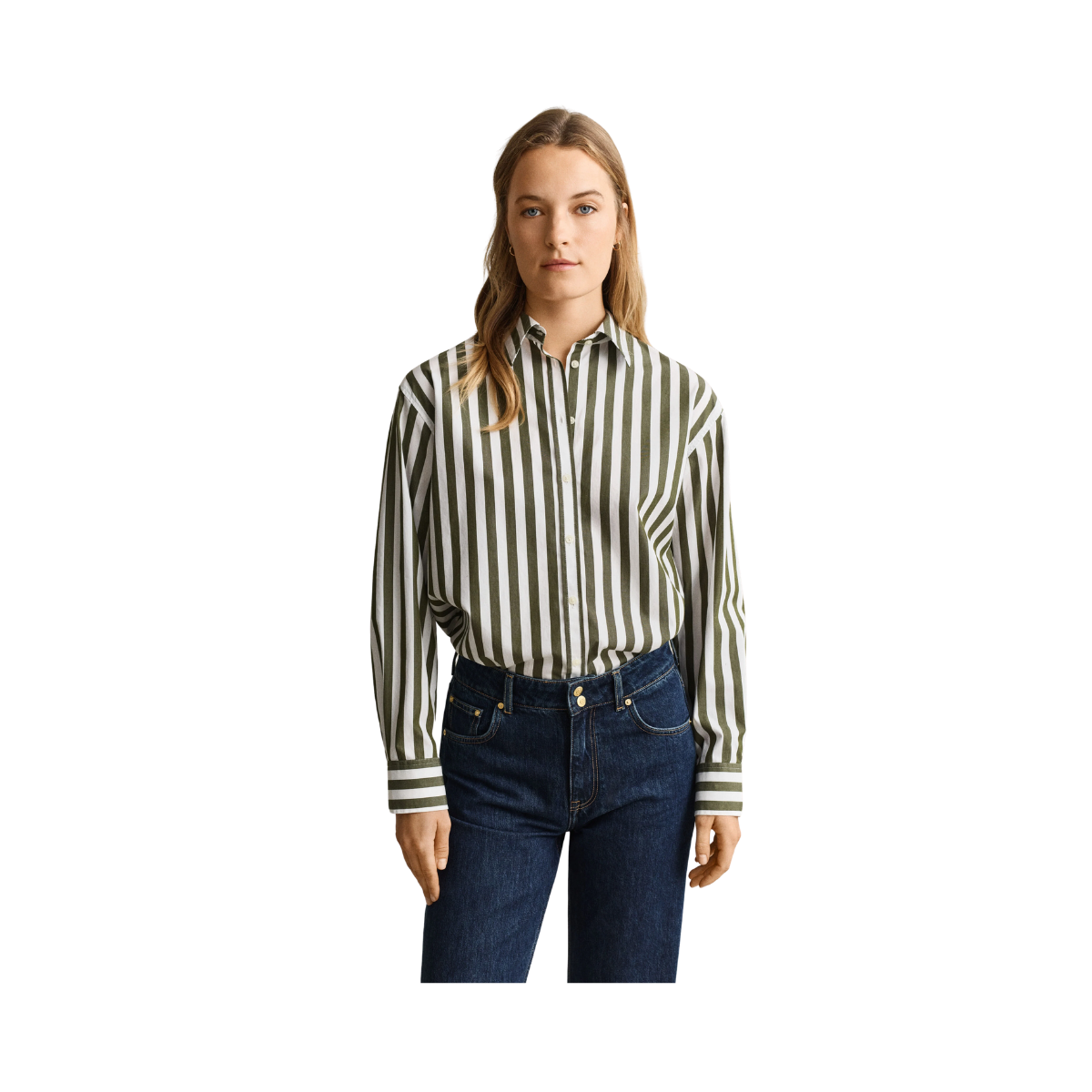 Rel Striped Classic Poplin Shirt - Country Green