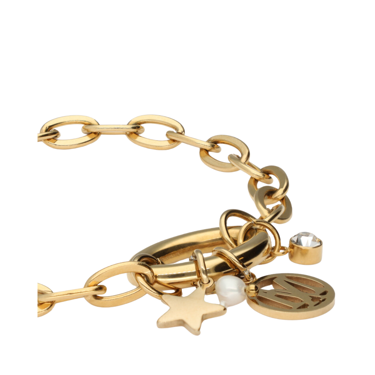 Bracelet with charms & pearl - Gold