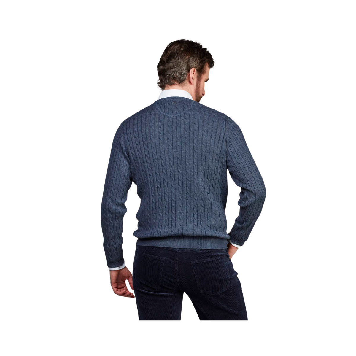 Crew Neck Cable Knit - Blue