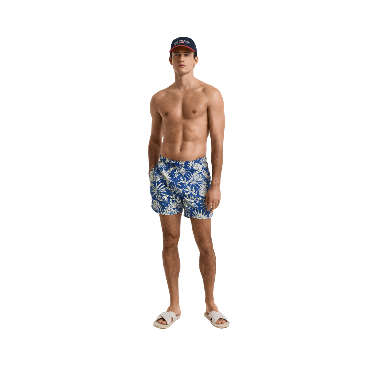 Tropical Print Swim Shorts - Rich Blue