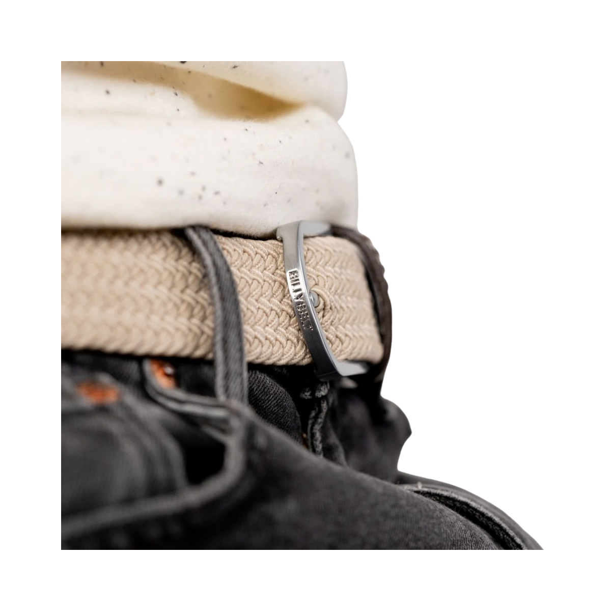 WOVEN ELASTIC BELT - Sandy Beige