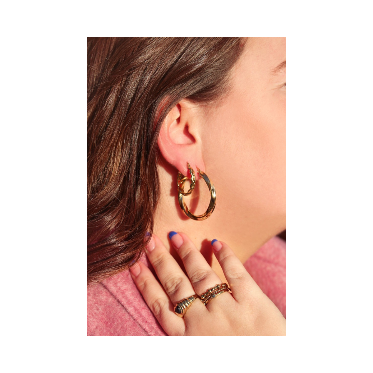 Oorringen Rond Touwpatroon - 1200 Gold