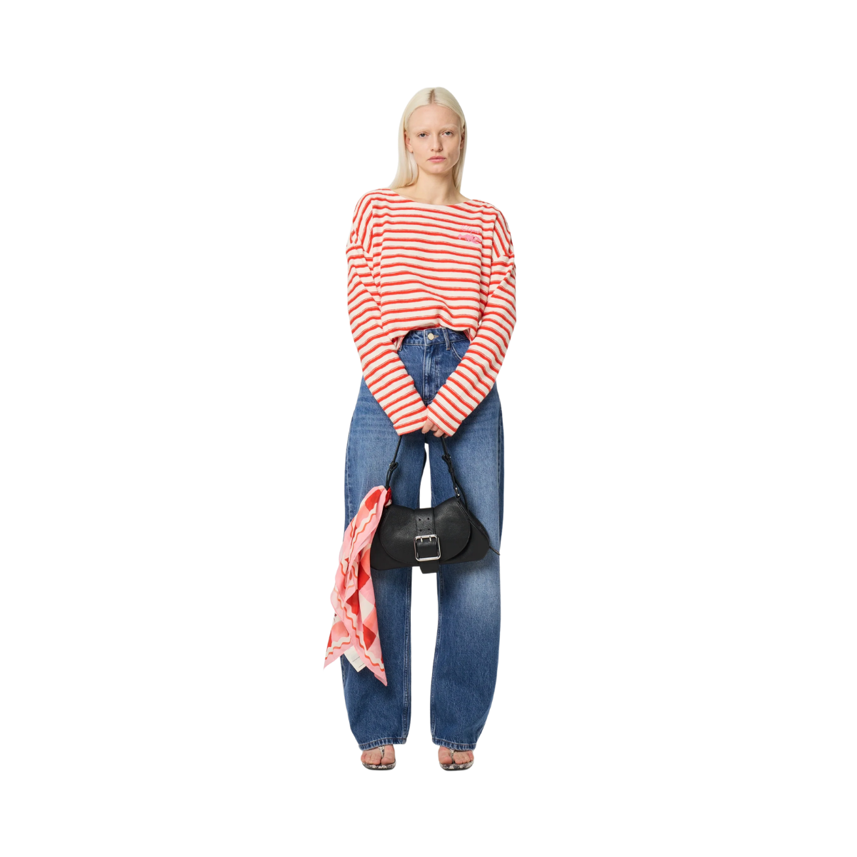 Celina Top - Cosy White/Tangerine Tango