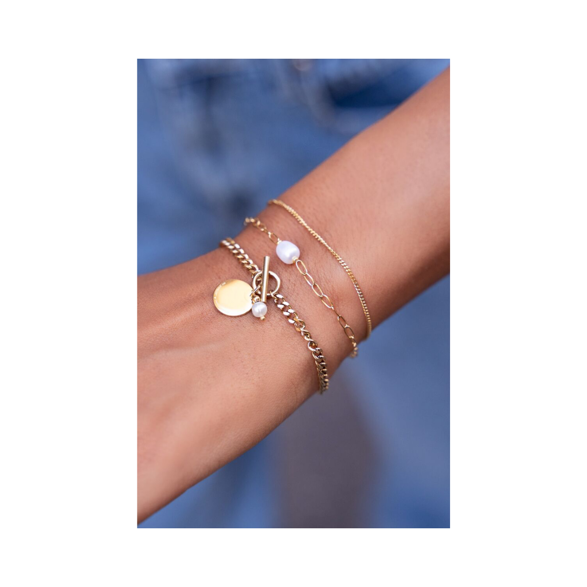 Bracelet With Pearl Bead - Gold