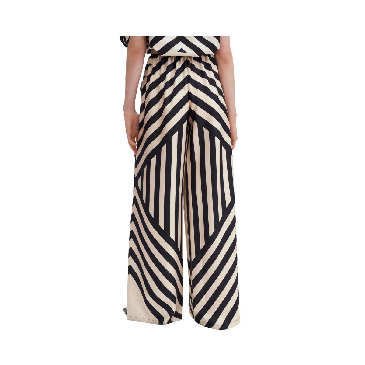 Eve Relaxed Print Trousers - Black