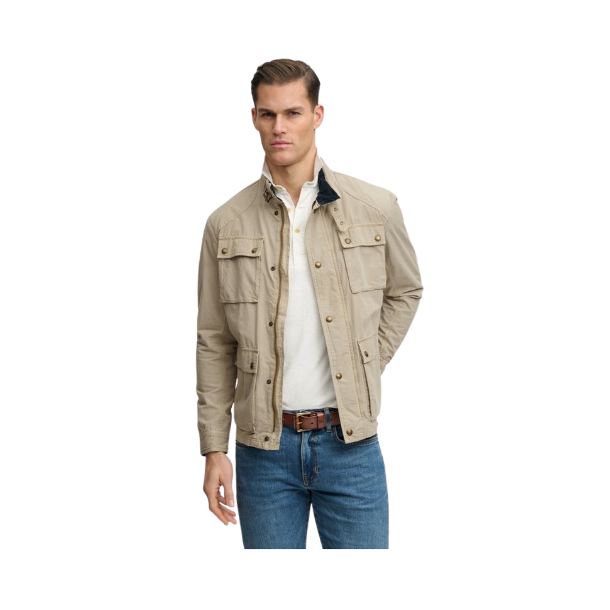 Merchant Ripstop Racer Jacket - Stonewash Taupe Brown