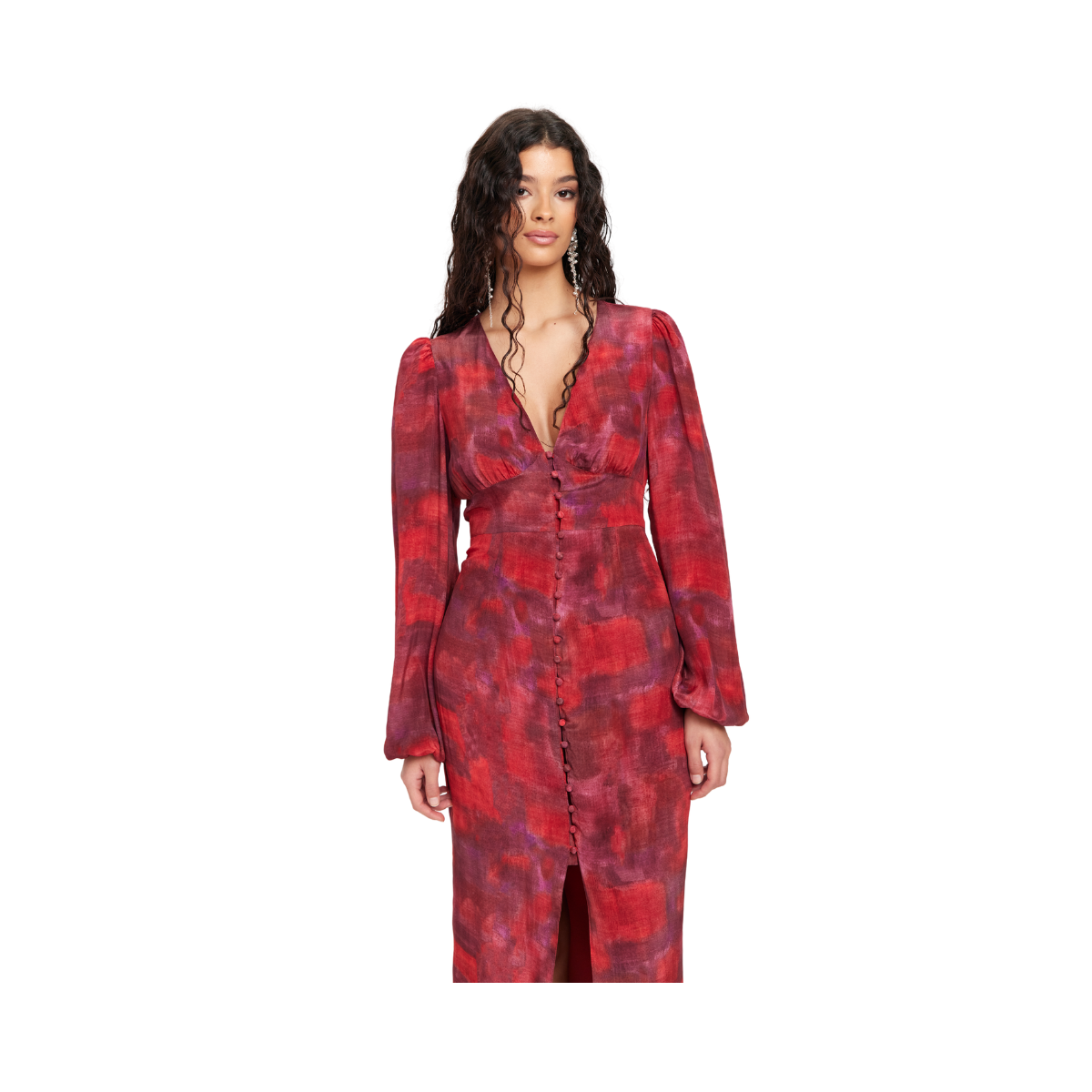 Aesthetic Dress - Red Blurr Print