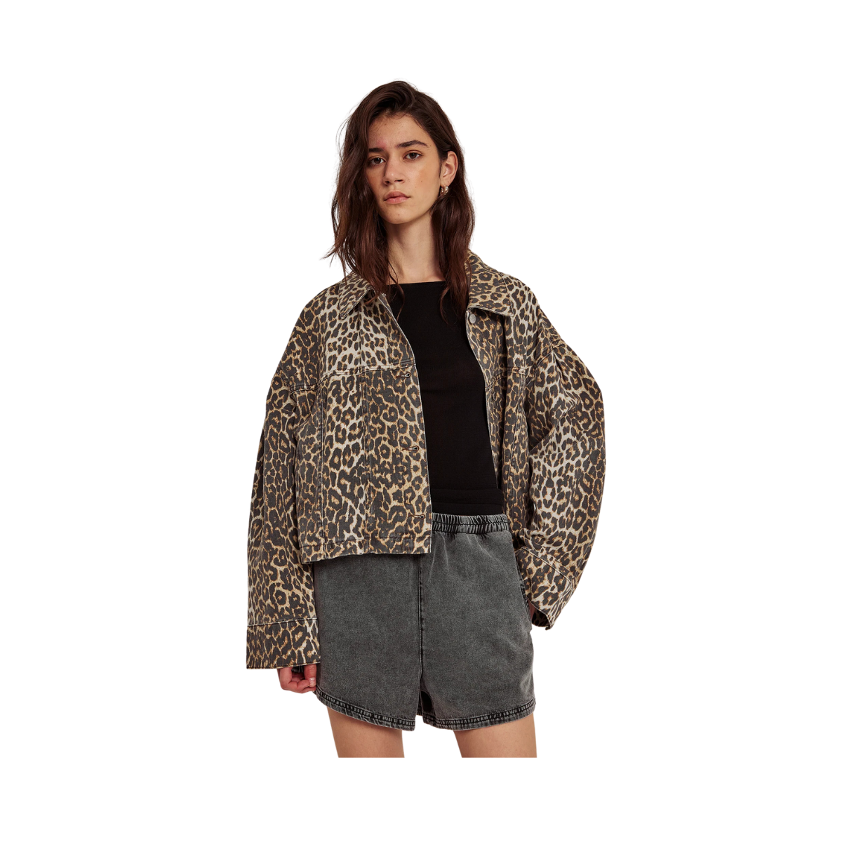 Kenzie clean denim jacket - Leo print