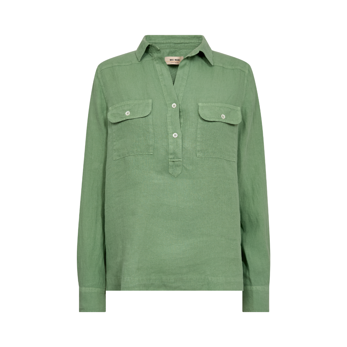 MMEnna Linen Pocket Blouse - Turf Green