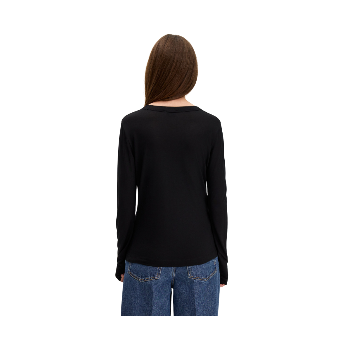 Scooped Longsleeve Top - Black