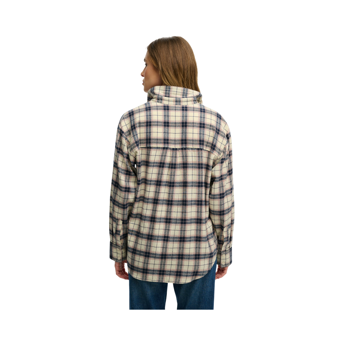 Check Flannel Relaxed Shirt - K1W Off White Mix Check