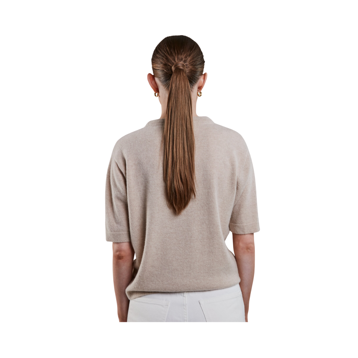 Janet Short Sleeve Knit - Beige