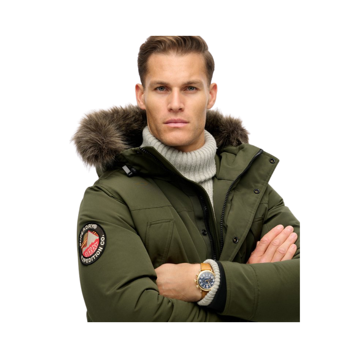 Everest Faux Fur Parka Jacket - D8B Army Khaki Green