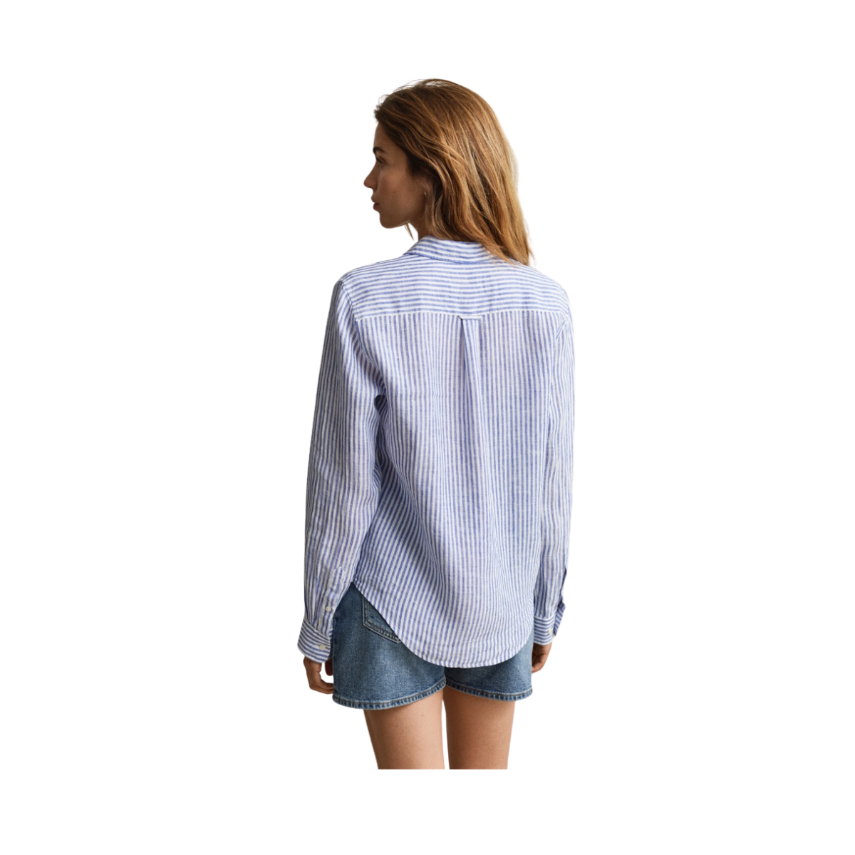 Striped Linen LS Shirt - Royal Blue