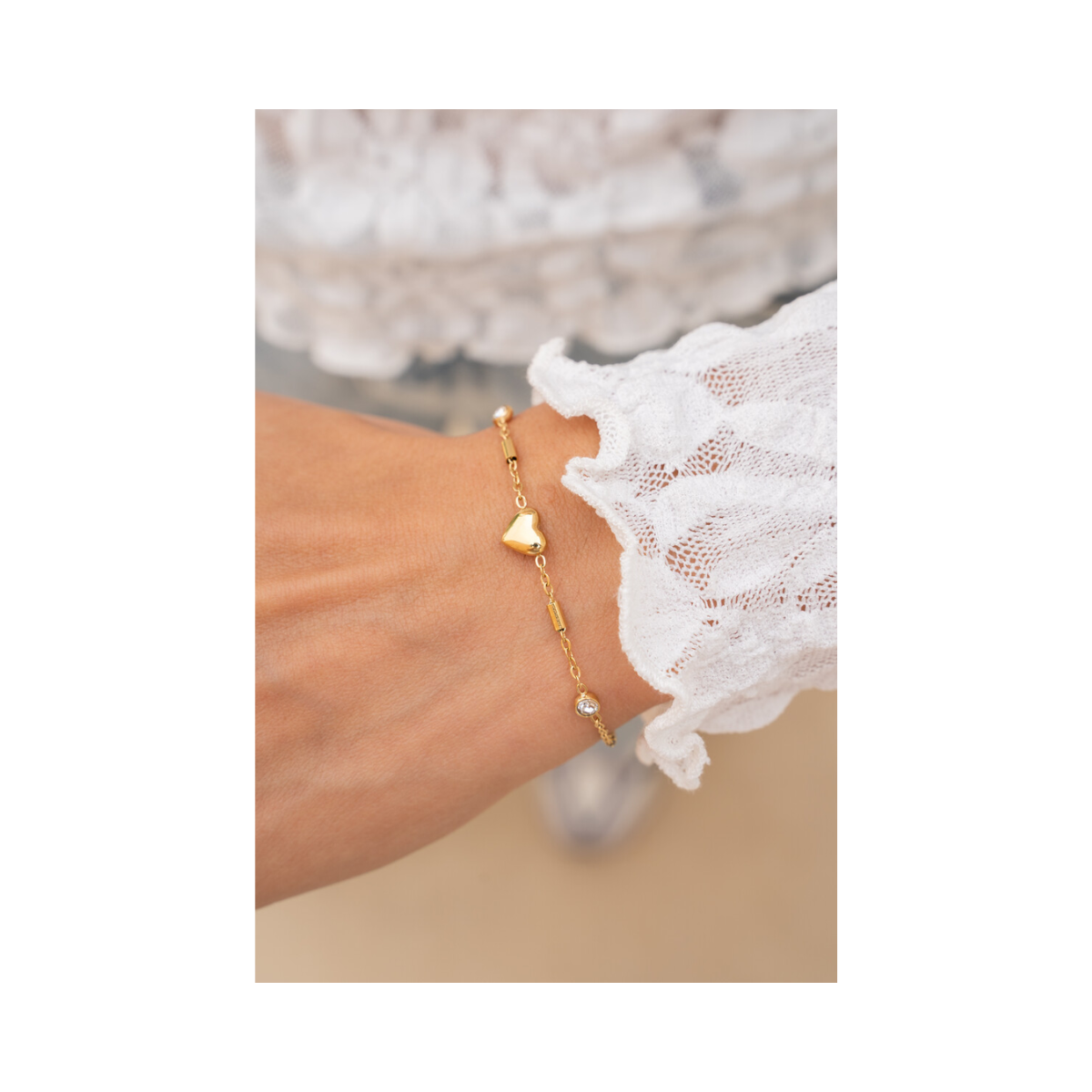 Bracelet heart tubes - Gold