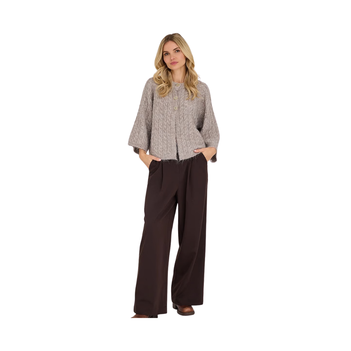 Kabba New Knit Cardigan - 118 Light Brown