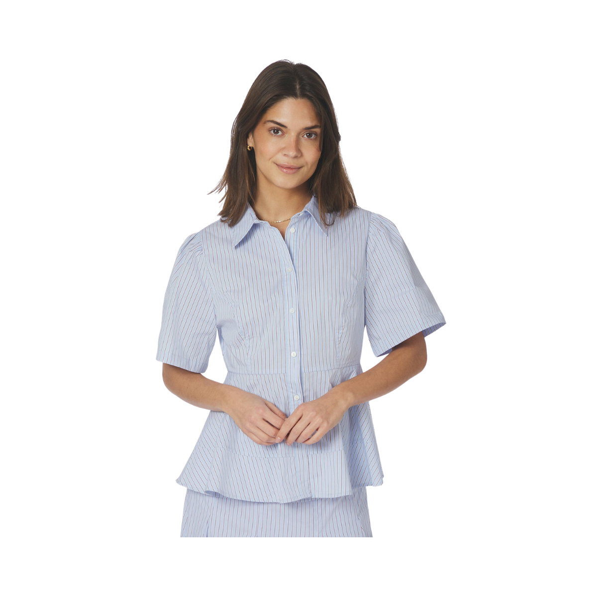 Janelle Stripe Shirt - Blue/Brown Stripe