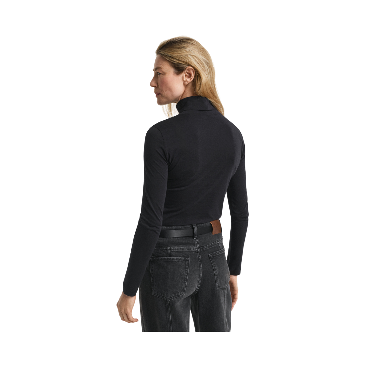 Light Cotton LS Turtleneck - Black